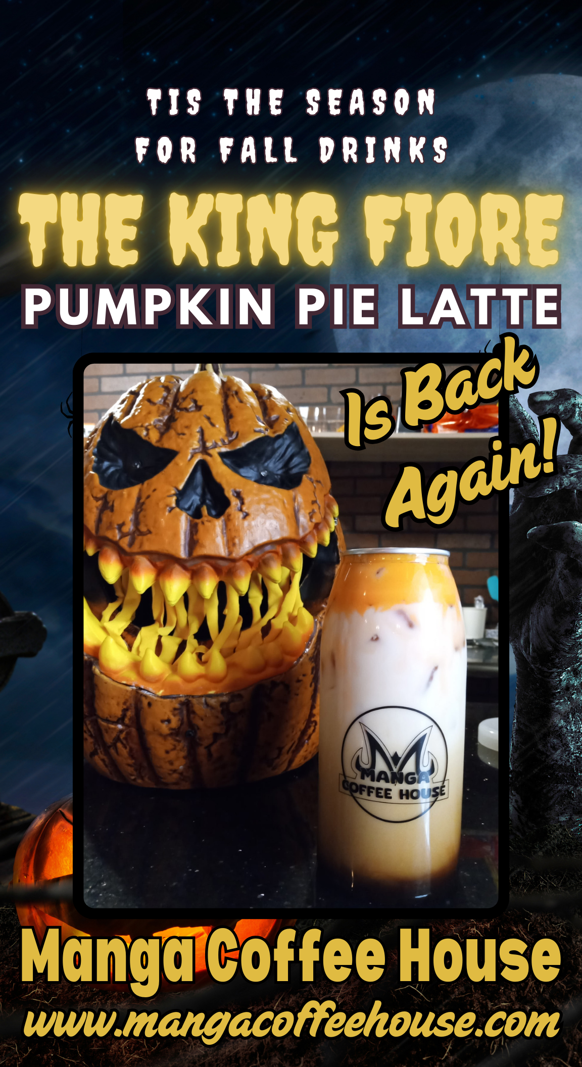 The King Fiore Pumpkin Pie Latte Advertisement. Santa Fe, New Mexico Manga Coffee House.